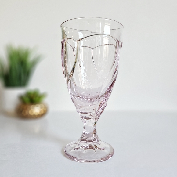 Vintage Noritake 1985 Sweet Swirl Clear Pink Water Goblet Iced Tea Glass - Picture 1 of 7